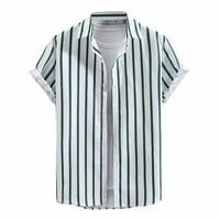 haxmnou мъж през лятото ежедневни райета отпечатана риза с къс ръкав запушване на яка риза зелена s