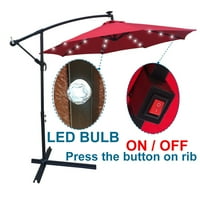 10 фута голям външен UV защита чадър, компенсиране на вътрешния двор висящ чадър със слънчев панел, LED крушки, кръст и маниве